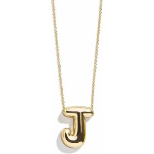Gold Bubble Initial Necklace - J