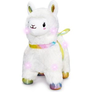 12" Glow Brights LED with Sound Alpaca Plush - Cream