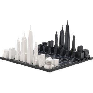 New York City Edition Acrylic Chess Set with Wood Map Board